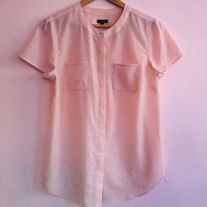 Sheer pink Talbots short sleeved blouse